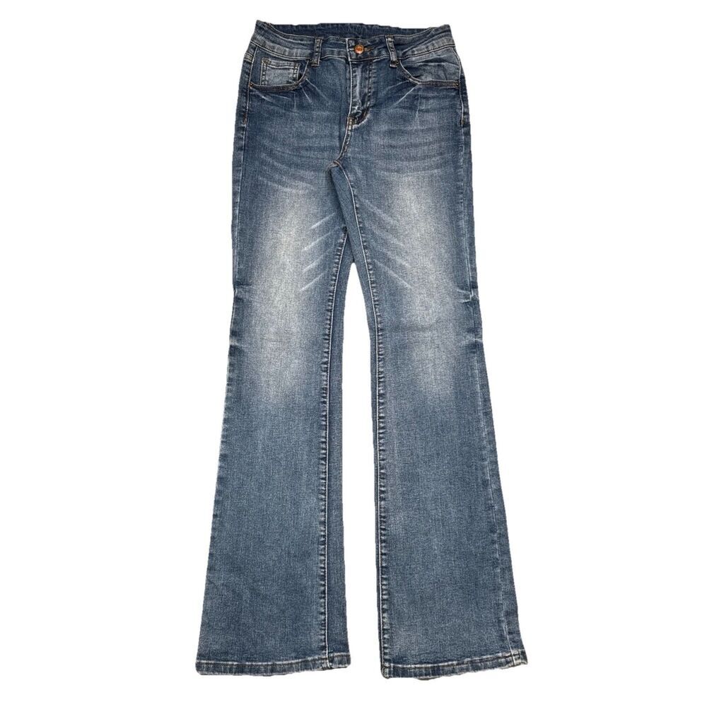 Shein Bootcut Jeans 28 (26x30) Blue Mid Rise Denim Run Small Stretch Womens